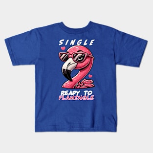 Single. Ready to Flamingle. Kids T-Shirt